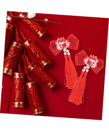 Beavorty Hair Clips 1 Pair Year of The Dragon Hairpin Hair Pin Hair Clip Hair Barrettes Tassel Clips for Hair Asian Hair Accessories Tassel Hairpin Bow Tie Pair Clip Women's Fabric - Buy Online on GoSupps.com