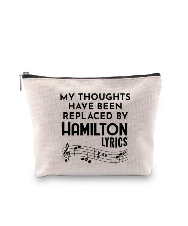 Hamilton cosmetic bag with music inscription "My thoughtes have been replaced by Hamilton Lyrics Talk Less Smile More" Hamilton Lyrics Bag EU