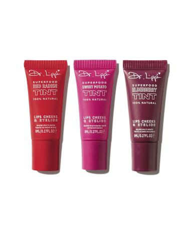 Dr.Lipp Superfood Tint. 4-In-ONE. Lip Gloss Lip Tint Cheek Blush Tinted Eye Gloss. 100% natural-origin. 8ml. 3-Pack - Buy Online on GoSupps.com