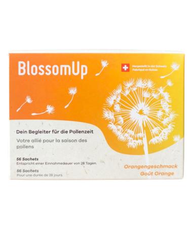 Blossomup drinking powder in hay fever and pollen allergy (orange) 1 pack for 4 weeks - dietary supplements with a refreshing taste - produced in Switzerland 150 g (1 Pack)