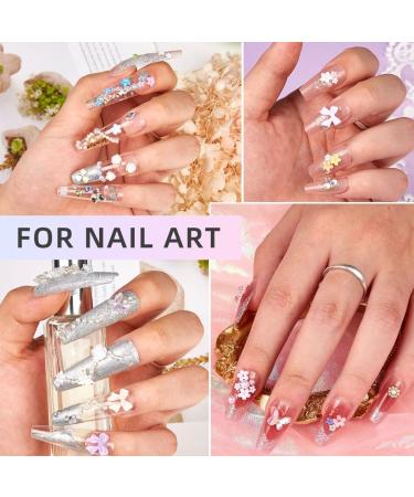 KARLOR Nail Charms Set 3D Flowers Nail Decoration Pink Bow Nail Charms Nail Art Decoration Resin Beads Acrylic Flowers Nail Gems with White Half Beads for Acrylic Nail Art Accessories(7M-145) - Buy Online on GoSupps.com