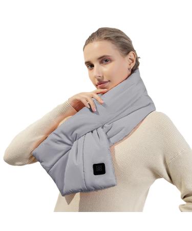 Zceplem neck heating pillow - electric neck heating pillow with three temperature settings - neck warmer heating pillows outdoor warming collar men girls women gray a single scarf (without charging schatz)