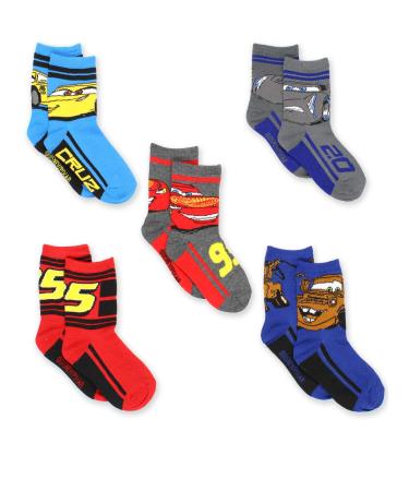 Disney Cars Boys Toddler Multi Pack Socks Set Small Grey/Multi Crew