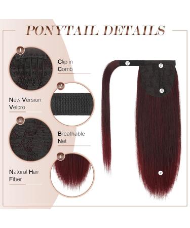 Buy Fine Ponytail Extensions | Smooth Long Clip-in Hair Extensions | Black & Burgundy Tips | 30 cm for Women - Buy Online on GoSupps.com