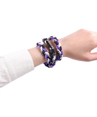 MapofBeauty 22 Inch 3 Rope Sport Ropes Nylon Braided Necklace in Black/White/Purple - Buy Online on GoSupps.com