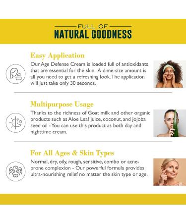 4 Oz. Age Defense Vitamin C Face Cream with Aloe Vera, Goat Milk - Natural Anti-Aging Moisturizer - Buy Online on GoSupps.com