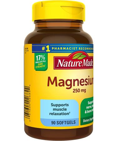 Nature Made Magnesium 250mg Softgels | Muscle, Heart, Bone & Nerve Support | 90 Day Supply - Buy Online on GoSupps.com