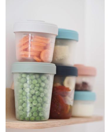 Beaba Set of 4 Interlocking Stackable Storage Pots | 100% Airtight | Measuring Gauge | Freezable | Breastmilk Storage | 4x150ml | Grey/Blue - Buy Online on GoSupps.com