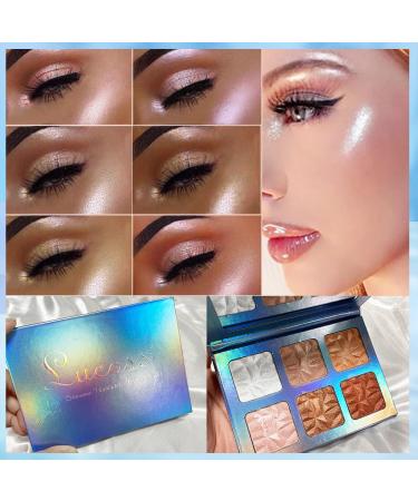 Lucoss 6-Color Highlighter Palette - Contouring Makeup Powder for Women | Bronze White Brown Pink Red | International Shipping Available - Buy Online on GoSupps.com