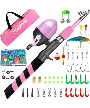 PLUSINNO Kids Fishing Pole Set - Portable Telescopic Rod and Reel Combo Kit with Tackle Box for Boys and Girls - Pink 1.5M - Buy Online on GoSupps.com