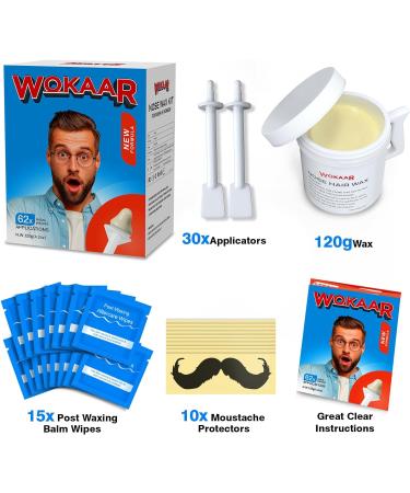 Wokaar Nose Wax Kit- 120g Hypoallergenic Wax for Men and Women- Easy Nasal Hair Removal - Buy Online on GoSupps.com