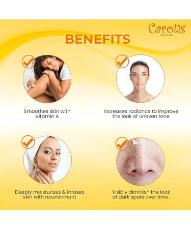 CAROT S Carotis Skin Brightening Body Lotion 17.6 fl oz - Removes Dark Spots, Shea Butter, Arbutin Complex, Vitamin A - 500ml - Buy Online on GoSupps.com