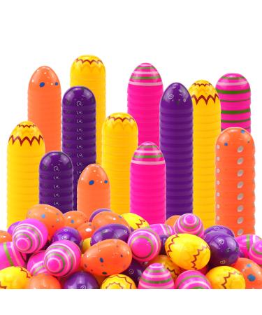 Fudragtn 36Pcs Printed Plastic Easter Eggs Fillable, 3.48 Inch Large Easter Eggs Bulk, Colorful Plastic Eggs for Easter Theme Party, Easter Favors, Easter Egg Hunt, Basket Stuffer Fillers