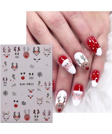 JMEOWIO 10 Sheets Glitter Christmas Nail Art Stickers Decals Self-Adhesive Snowflake Winter Holiday Cute Deer Nail Supplies Nail Art Design Decoration Accessories - Buy Online on GoSupps.com
