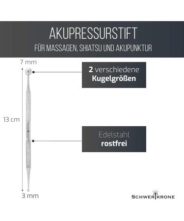 Sword Crown Acupuncture Pen - Stainless Steel Multi-Functional Acupressure & Massage Tool (13cm 3/7mm Ball Diameter) - Buy Online on GoSupps.com