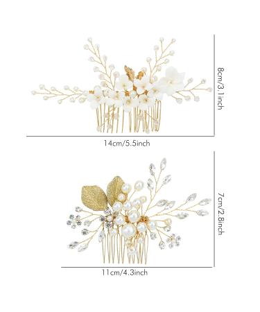 Gold Flower Leaf Hair Combs, Pearl Pins, Rhinestone Barrettes - 36 Pack Set for Wedding & Prom Hairstyles - Buy Online on GoSupps.com