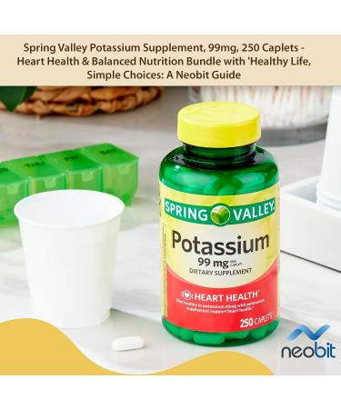 Spring Valley Potassium Gluconate 99mg Dietary Supplement - Heart Health Support - Vegan & Gluten-Free - 250 Tablets + Healthy Life Guide - Buy Online on GoSupps.com