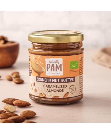 Naturally Pam Crunchy Nut Butter | Organic Almond Peanut Puree with Caramelized Almonds - 6 x 200g | Buy Internationally - Buy Online on GoSupps.com