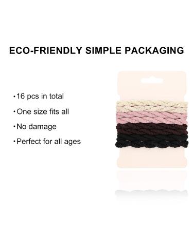 Thick Hair Ties - Ponytail Holders for Women Girls Men | 16Pcs Black Brown Beige Pink Hair Tie Bracelets - Buy Online on GoSupps.com
