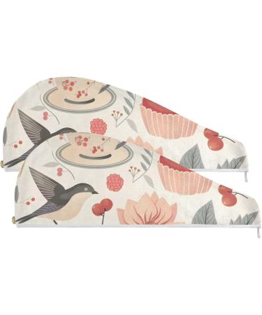 Macaroon Cupcakes Berries Hair Towels - Super Absorbent Quick Dry Turbans for Women & Girls - 2 Pack - Buy Online on GoSupps.com