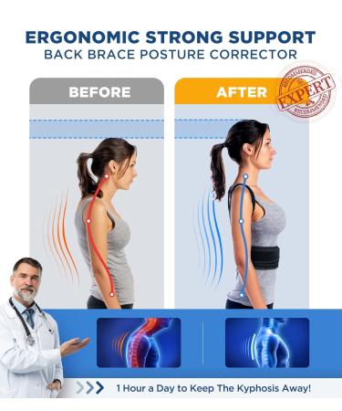 FILLOVE Posture Corrector for Men & Women - Magnetic Therapy Back Support Adjustable Upper Back Brace for Neck Clavicle Spine & Shoulder Pain Relief (Black L/XL - Buy Online on GoSupps.com