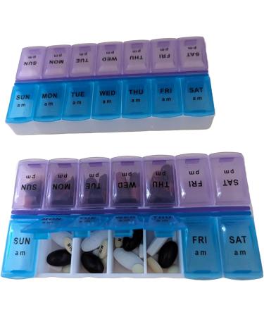 2 Pack Weekly Pill Organizer - Large 7 Morning & Evening Compartments for Medications & Supplements - Easy Access | International Shipping - Buy Online on GoSupps.com