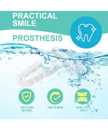Frenzify 2 Pairs Instant Perfect Smile Dentures Fake Teeth Veneer Top Bottom Whitening Dentures Cosmetic Veneers for Women Men Natural and Comfortable - Buy Online on GoSupps.com