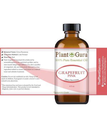 Plant Guru Pink Grapefruit Essential Oil - 100% Pure Undiluted Therapeutic Grade - 4 oz | International Shipping Available - Buy Online on GoSupps.com