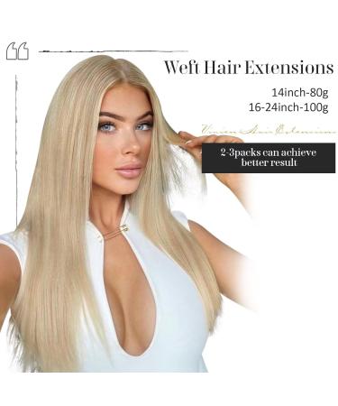 Vivien Extensions Remy Real Hair Tresses - Ash Blonde Mix 14 Inch 80g #P18/613 - Premium Quality Bleach Blonde Highlights - Buy Online on GoSupps.com