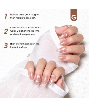 Gellen 18ml Rubber Base Nail Gel Soak off UV LED Base Coat Bare Brown Color Gel Nail Polish No Wipe Strengthener Builder Gel Long Lasting Shine & Repair Base Coat Bare Brown With Glitter - Buy Online on GoSupps.com