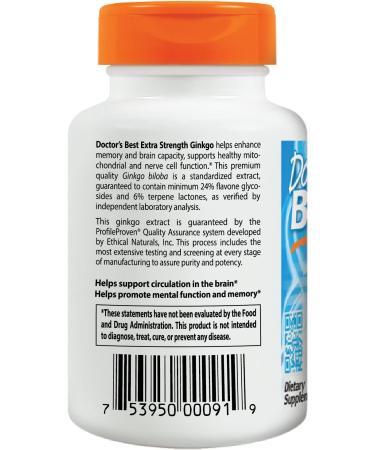 Doctor's Best Extra Strength Ginkgo Biloba - 120 Veggie Caps | Premium Memory & Focus Support - Buy Online on GoSupps.com