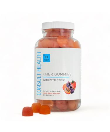 Consult Health Fiber Supplement Gummies - Sugar Free Multi Fruit Flavor - 6g Prebiotic Plant Based Fiber Blend - 120 Count