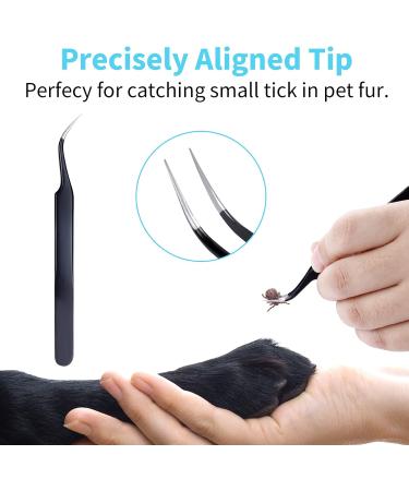 Kiiwah 5pcs Tick Removal Tool Set with Retractable Tweezers and Tick Hooks | For Humans, Dogs, Cats | Includes Storage Box | Tick Remover Kit - Buy Online on GoSupps.com