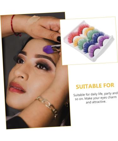 FOMIYES 10 Pairs Fake Eyelashes Purple Suits Lashes Green Suits Eyelashes with Color Long Wispy Lashes False Eyelash Reusable Party Eyelashes Beauty Eyelash Women False Eyelashes Miss - Buy Online on GoSupps.com