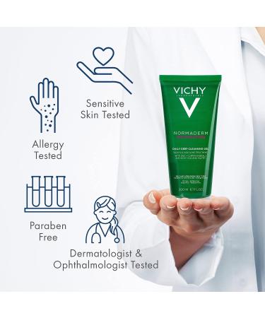 Vichy Normaderm Daily Acne Face Wash with Salicylic Acid | Cleanser for Oily & Acne Prone Skin | Clears Pores & Blackheads | Sensitive Skin Cleansing Gel | 6.7 Fl Oz - Buy Online on GoSupps.com