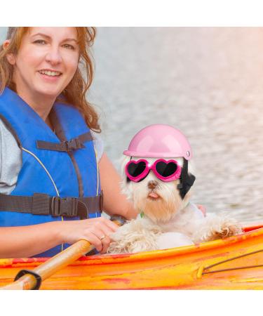 Xuniea 2 Pieces Small Dog Helmet and Goggles Puppy Sunglasses UV Protection PET Helmet with Adjustable Belt Dog Motorcycle Hard Safety Hat for Doggie Windproof Glasses Small Dog Cycling Riding(Pink) - Buy Online on GoSupps.com