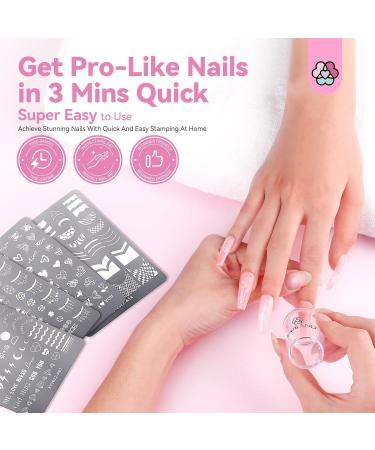 Saviland French Tip Nail Stamp Kit - 4 Reusable Stainless Steel Nail Art Stamps with Patterns | B-4PCs Nail Art Stamping Set for Perfect Manicure - Buy Online on GoSupps.com