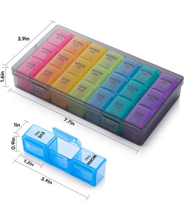 Gelibo Weekly Pill Organizer - Large 3 Times a Day Daily Pill Case for Vitamins, Fish Oil, and Supplements - Arthritis Friendly - Buy Online on GoSupps.com