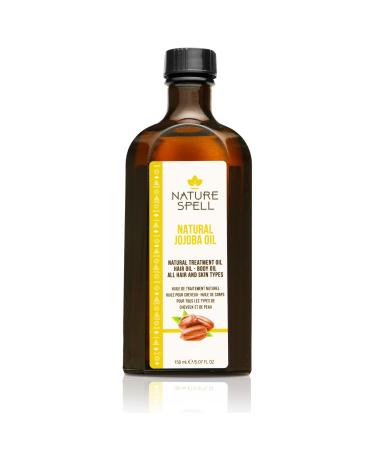 Nature Spell Jojoba Oil for Hair & Skin 150ml Hair Oil for Dry Damaged Hair - Targets Hair Loss Acne & Treats Scarring - Suitable all Hair & Skin Types