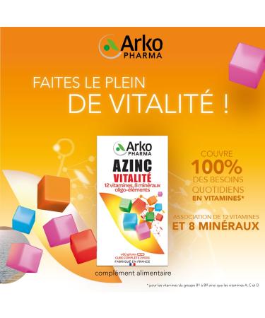 Azinc Vitality - Reduces Overwork Fatigue Supports Intellectual Performance Ages 15 Years - 60 Capsules - Buy Online on GoSupps.com