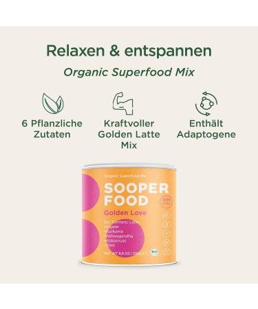 Buy Sooper Food Golden Love 250g - Bio Vegan Superfood Powder with Turmeric Ashwagandha & Ayurvedic Herbs - Natural Boost for Health - Buy Online on GoSupps.com