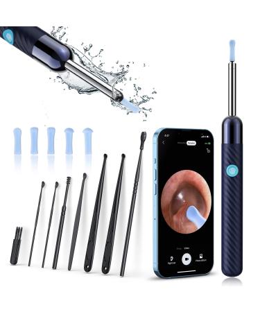 Ear Wax Removal - Earwax Remover Tool with 8 Pcs Ear Set - Ear Cleaner with Camera - Earwax Removal Kit with Light - Ear Camera with 6 Ear Spoon - Ear Cleaner for iOS & Android (Blue)
