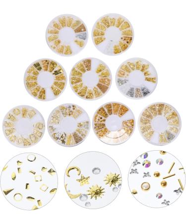 minkissy 63 Boxes Nail Art Accessories Nail Art Flakes Gold Trim Nail Rivets Studs Metal Rivet Nail Decoration Rhinestone Decor Nail Accessory 3d Zinc Alloy White Disc Manicure - Buy Online on GoSupps.com