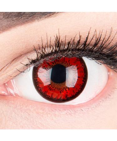 Red crazy fun contact lenses 'Red Flower' Without strength with free lens container - top quality for carnival carnival and Halloween 2023