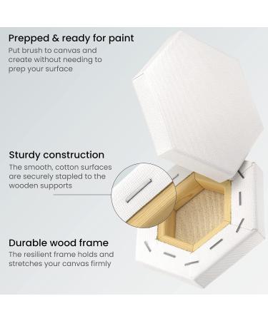 Arteza Hexagonal Blank Canvas Bulk 12 Pack - 2 Stretched Canvas, 100% Cotton, Gesso-Primed for Acrylic Pouring - Art Supplies for Adults - Buy Online on GoSupps.com