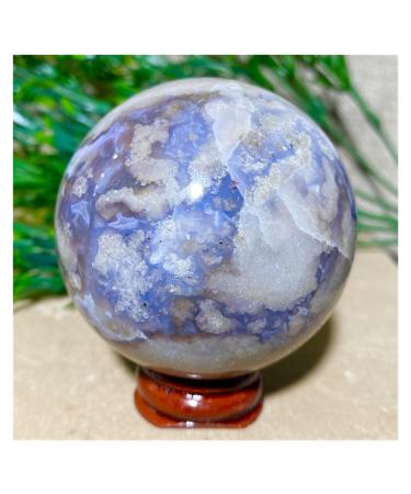 Blue Flower Agate Druzy Natural Stones Crystals Balls Gemstone Geode Sphere Aesthetic Room Decor Home 1pc (Color : 360-370g)