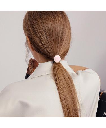 Furry Ball Ponytail Holders | Chic Furry Ball Hair Ties - Fashion Hair Rope Furry Ball Hair Ties for Daughter Sister Friends Wife Family light pink - Buy Online on GoSupps.com