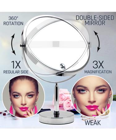 XXLarge 3X Weak Magnifying Mirror with Stand for Desk and Table - Double Sided 3X/1X Magnification - 17 Tall, 11 Wide - Perfect for Retail Stores and Makeup Vanity - Buy Online on GoSupps.com