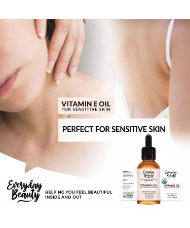 Organic USDA Certified Vitamin E Oil for Sensitive Skin - Gentle & Unscented Plant Based Formula for Face & Body - Buy Online on GoSupps.com