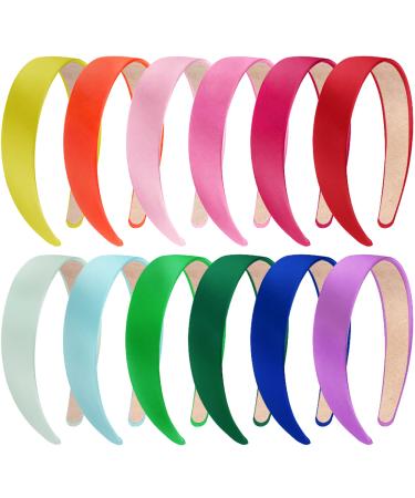 SIQUK 12 pieces satin hair tires ladies front belts satin hair ripe slide -resistant headbands colorful headband for women and girls 12 colors iridid - Buy Online on GoSupps.com